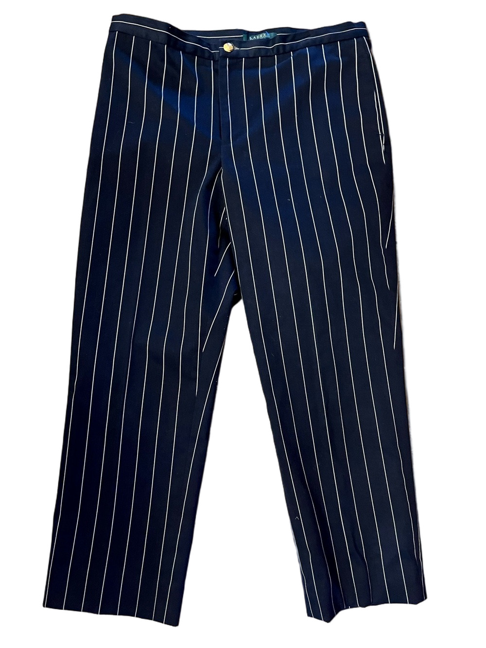 Lauren Ralph Lauren pinstripe navy blue and white pants Stretch Size 12